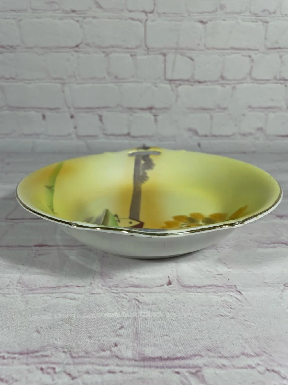 Vintage Meito China Hand Painted 9” Round Serving Bowl Gold Trim Made in Japan